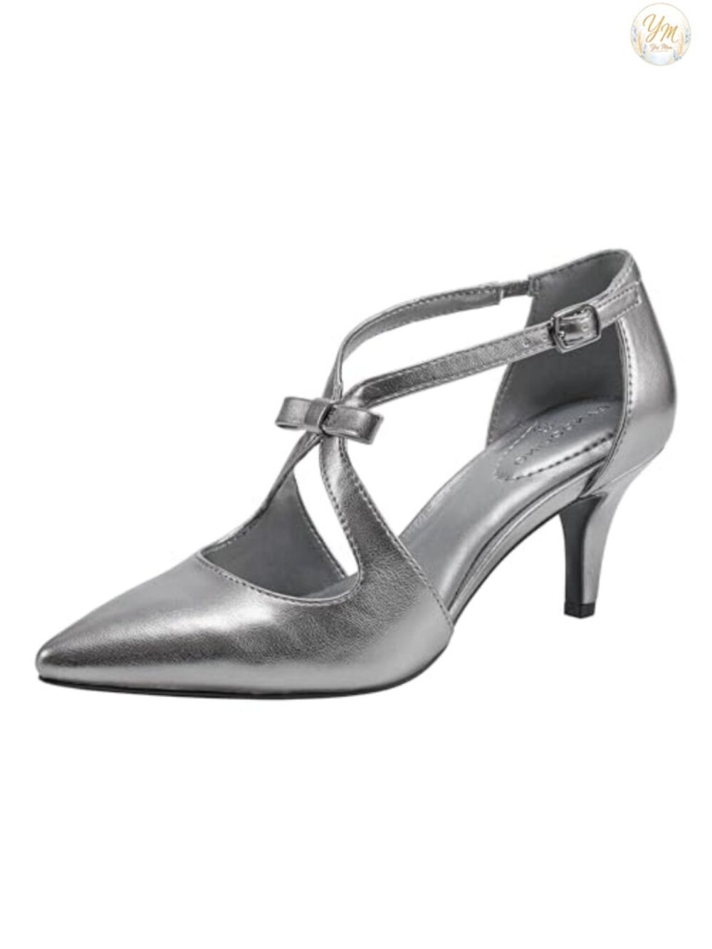 Bandolino Zeffer Pump Pointed Toe Kitten Heel Buckle Faux Leather